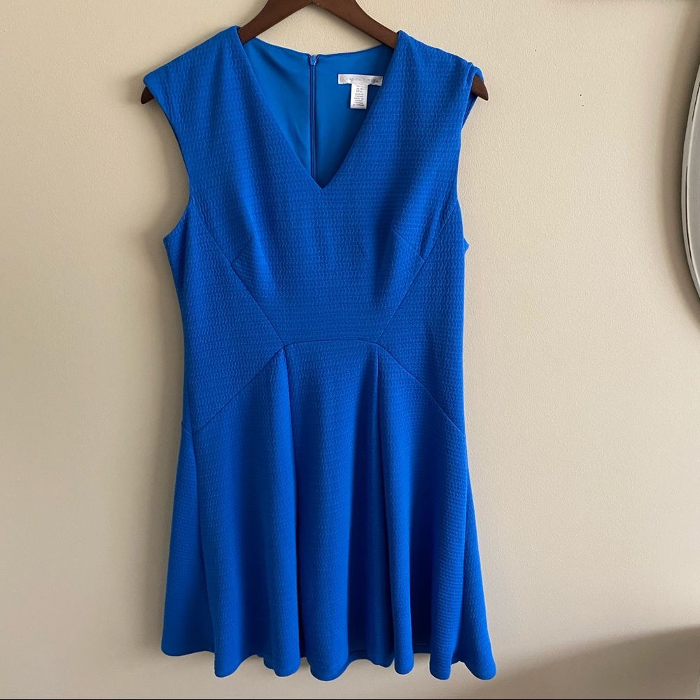 London Times Blue Fit & Flare Sleeveless Dress Size 12